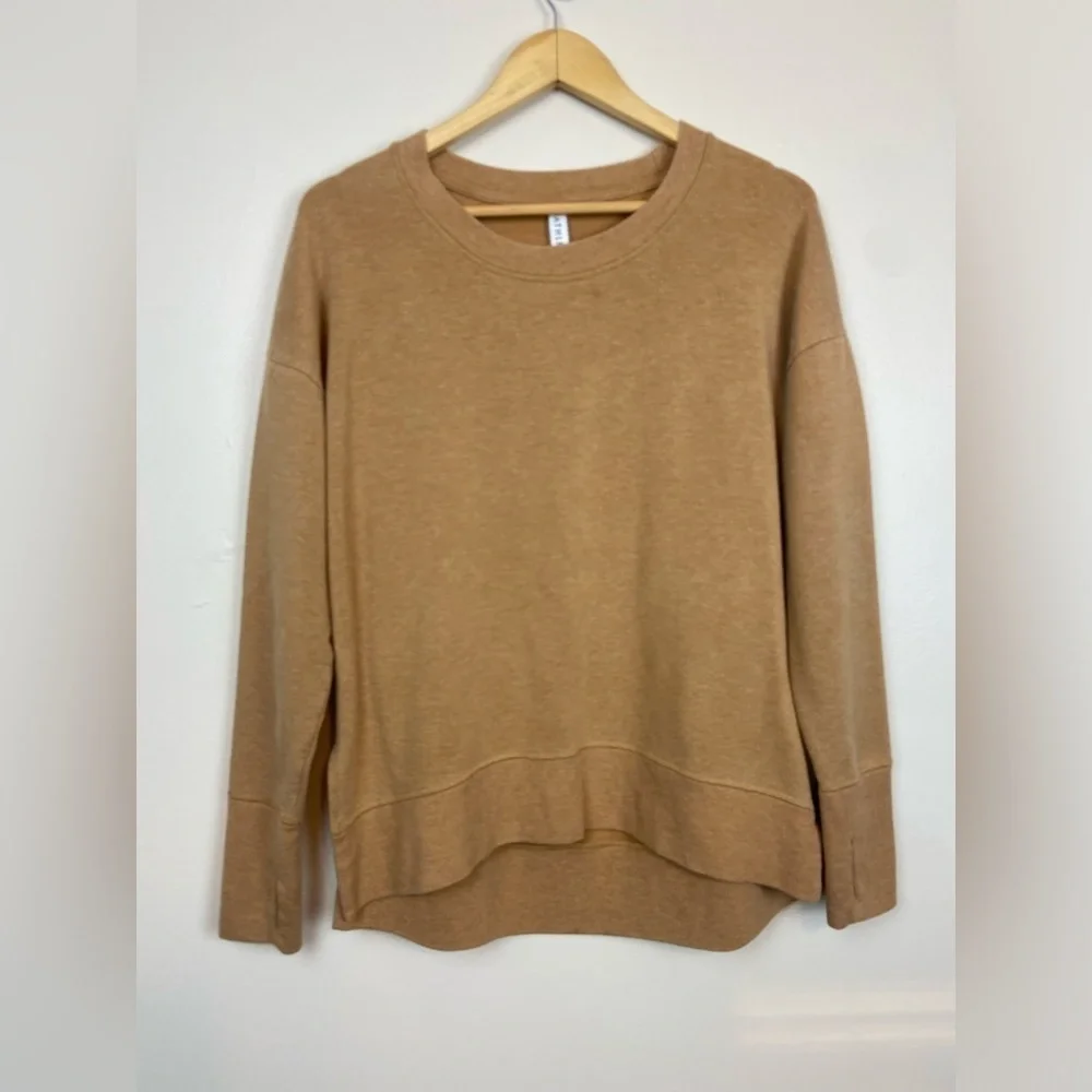 ATHLETA Balance Pullover Sweatshirt Tuscan Gold Tan Multi Nep Nirvana Fabric S - Picture 8 of 12